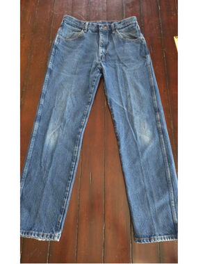 Vintage 90s Men's Rustler Blue Straight Jeans Size 34x32 Grunge Casual